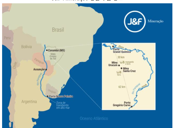 J&F Mineração 망간 수출 경로 (자료 : J&F Mineração 홈페이지)