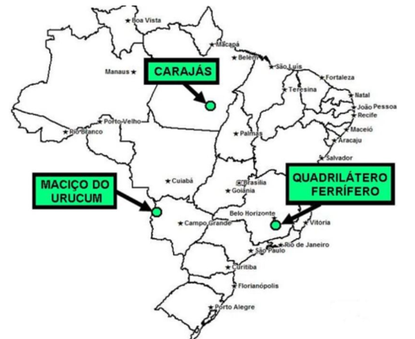 브라질 주요 망간 채굴 지역 (자료: Slideplayer)